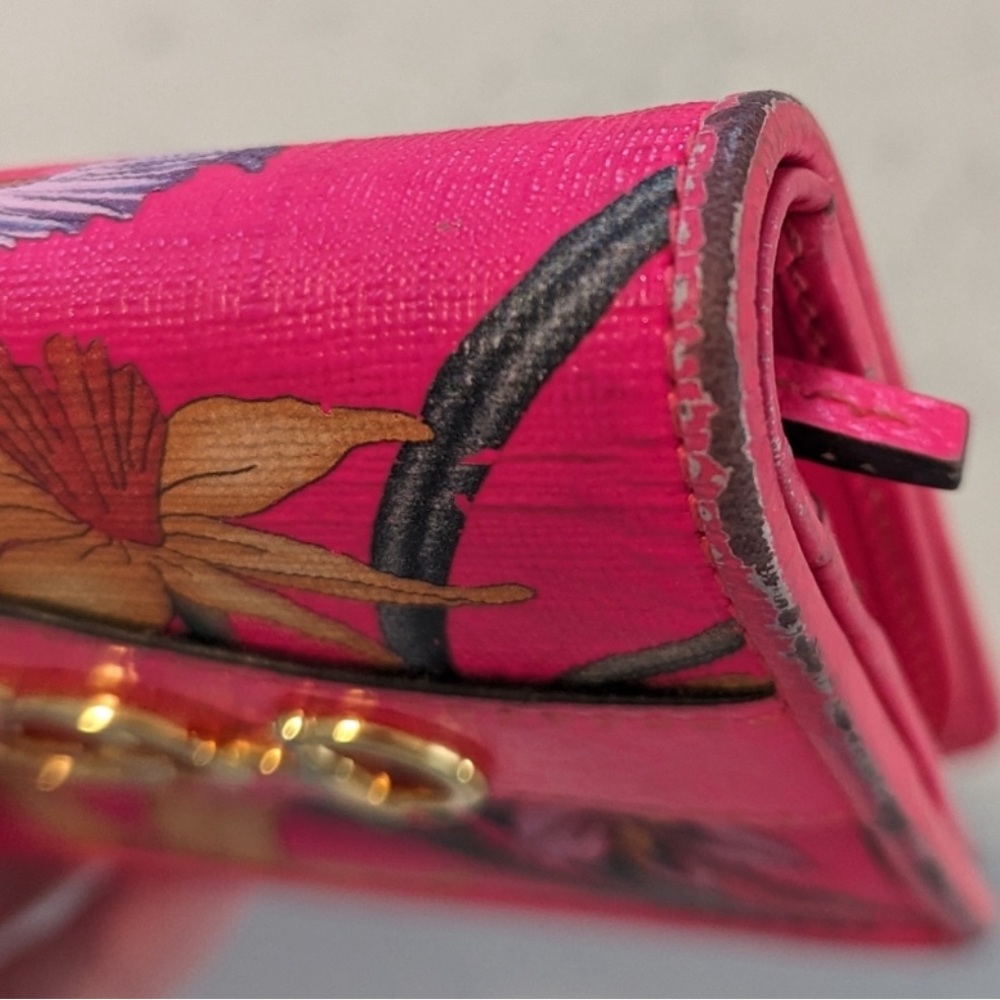 Gucci Pink Floral GG Horsebit Card Case - Picture 9 of 11